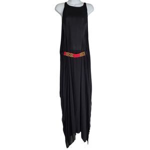 Indah Twiga Maxi Dress Womens Small Black Sheer Coverup Open Side Boho